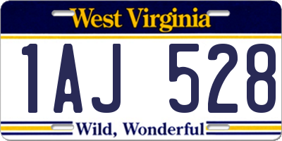 WV license plate 1AJ528