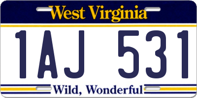 WV license plate 1AJ531