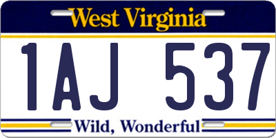 WV license plate 1AJ537