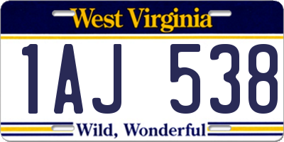 WV license plate 1AJ538