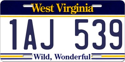 WV license plate 1AJ539