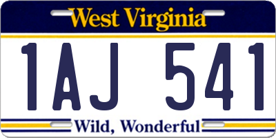WV license plate 1AJ541