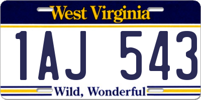 WV license plate 1AJ543