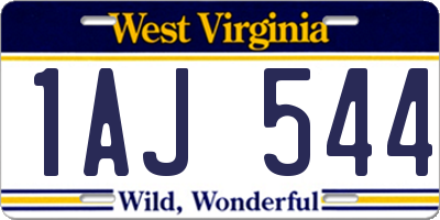 WV license plate 1AJ544