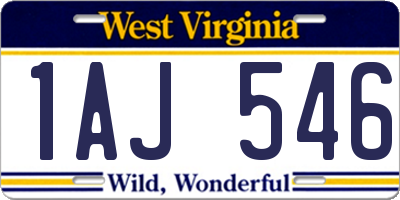 WV license plate 1AJ546
