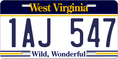 WV license plate 1AJ547