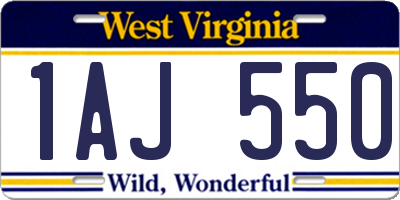 WV license plate 1AJ550
