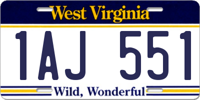 WV license plate 1AJ551