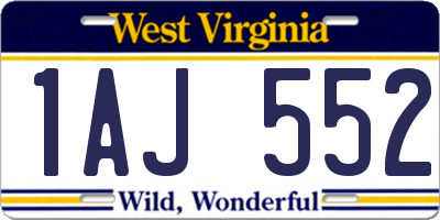WV license plate 1AJ552