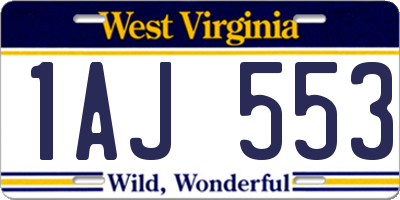 WV license plate 1AJ553