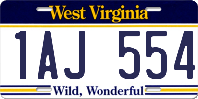 WV license plate 1AJ554