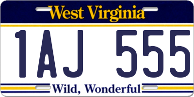 WV license plate 1AJ555