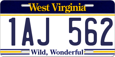 WV license plate 1AJ562