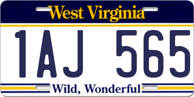 WV license plate 1AJ565