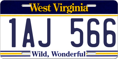 WV license plate 1AJ566