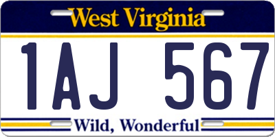 WV license plate 1AJ567