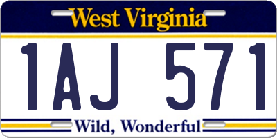 WV license plate 1AJ571