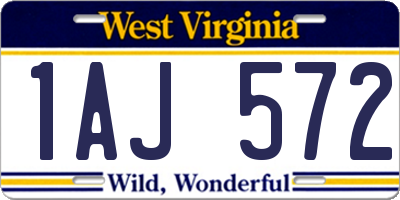 WV license plate 1AJ572