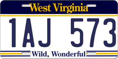 WV license plate 1AJ573