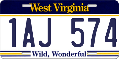 WV license plate 1AJ574