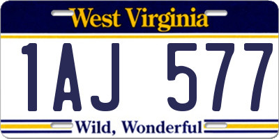 WV license plate 1AJ577