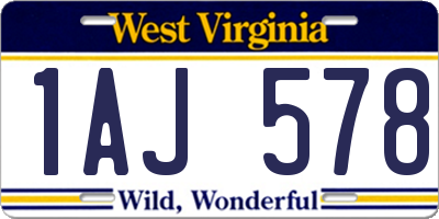 WV license plate 1AJ578