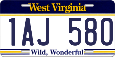 WV license plate 1AJ580