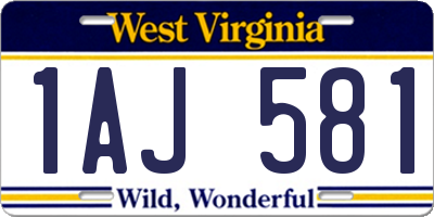WV license plate 1AJ581