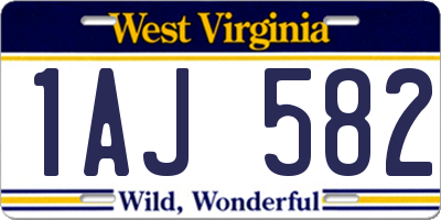 WV license plate 1AJ582