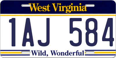 WV license plate 1AJ584