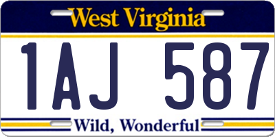 WV license plate 1AJ587