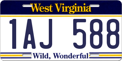 WV license plate 1AJ588