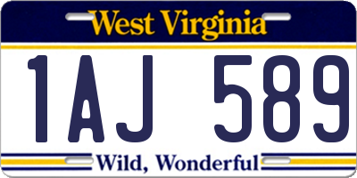 WV license plate 1AJ589