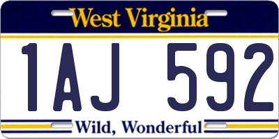 WV license plate 1AJ592
