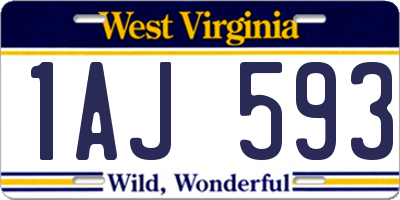 WV license plate 1AJ593