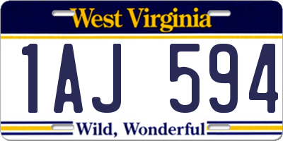 WV license plate 1AJ594