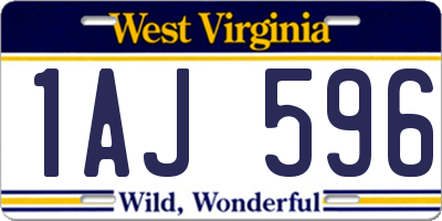 WV license plate 1AJ596