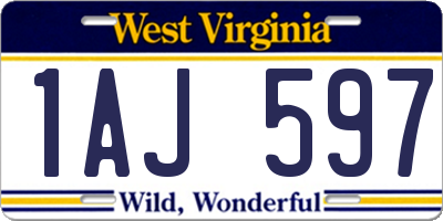 WV license plate 1AJ597