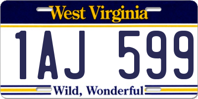 WV license plate 1AJ599