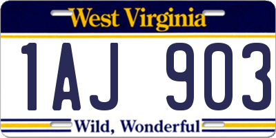 WV license plate 1AJ903