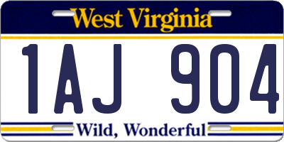 WV license plate 1AJ904