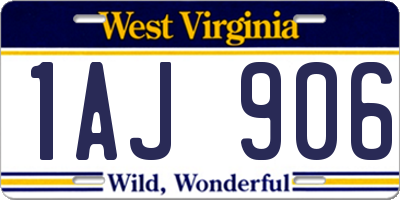 WV license plate 1AJ906
