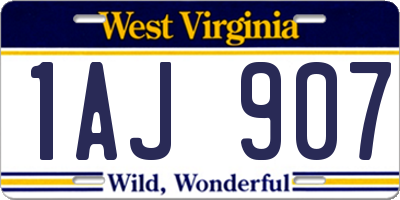 WV license plate 1AJ907