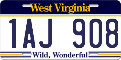WV license plate 1AJ908