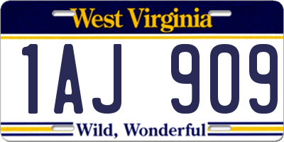 WV license plate 1AJ909