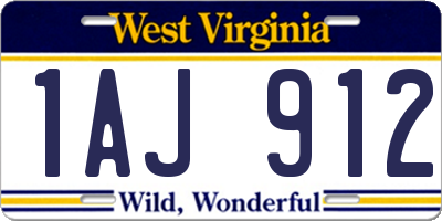 WV license plate 1AJ912