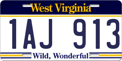 WV license plate 1AJ913