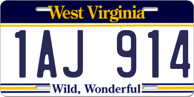 WV license plate 1AJ914