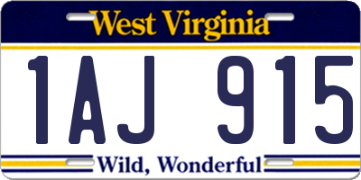 WV license plate 1AJ915