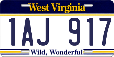 WV license plate 1AJ917